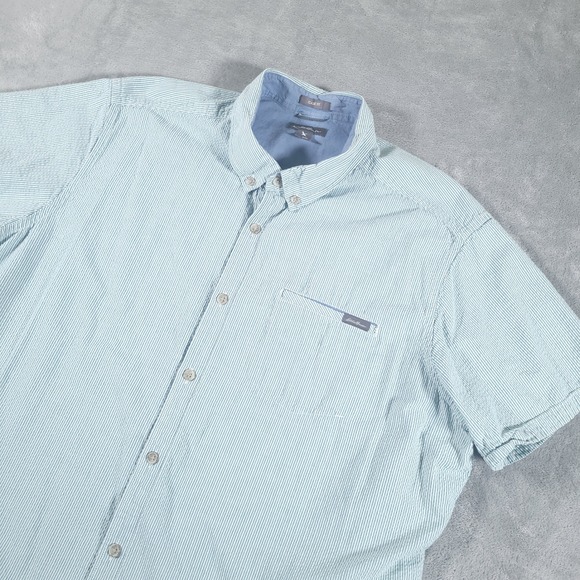 Eddie Bauer Other - Eddie Bauer Shirt Mens 2XL Green Seersucker Short Sleeve Button Up Classic Fit